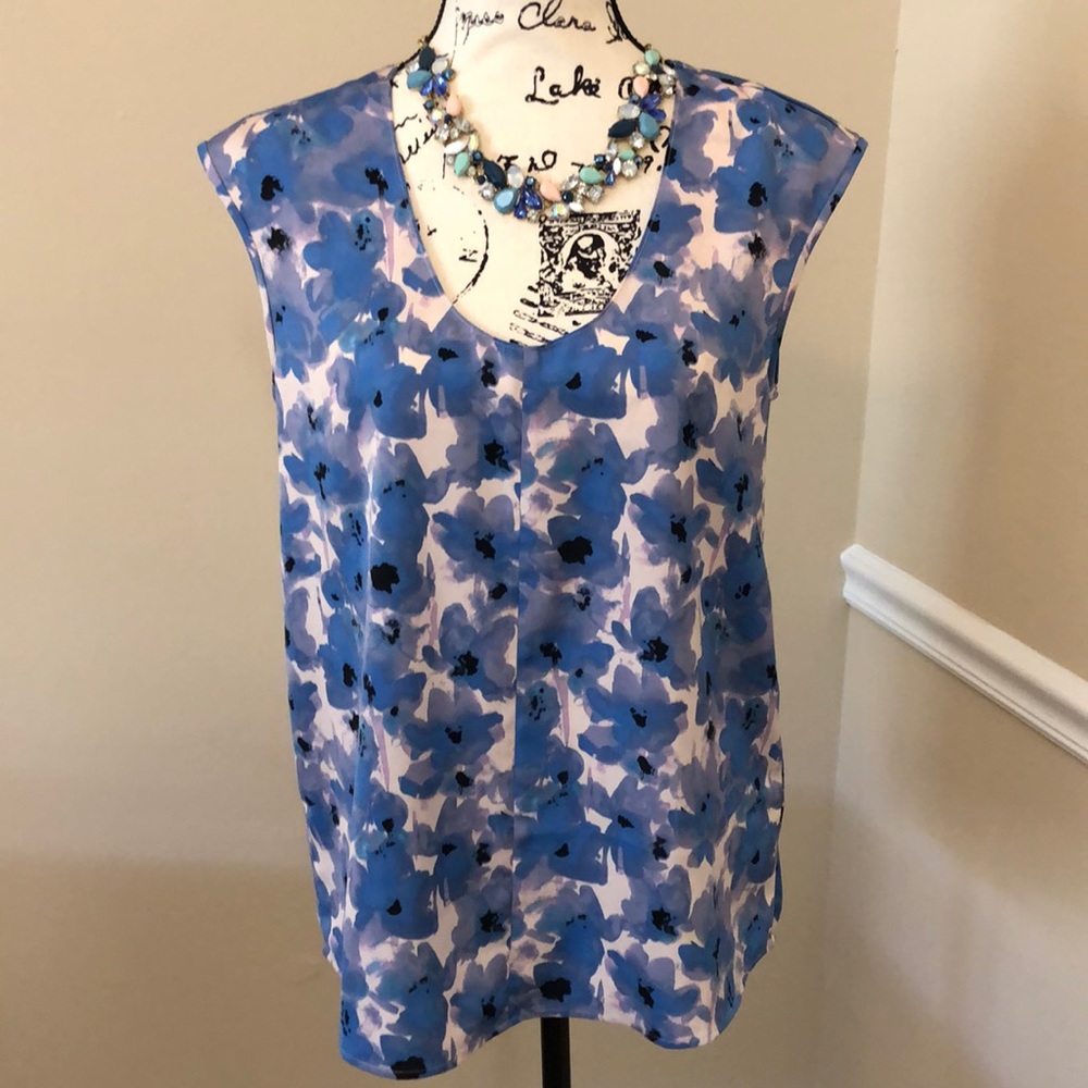 JCrew Factory Printed Cap-sleeve Shirttail Blouse - Picture 2 of 7